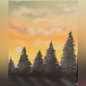 Hand Crafted Sunrise Pine Canvas Art